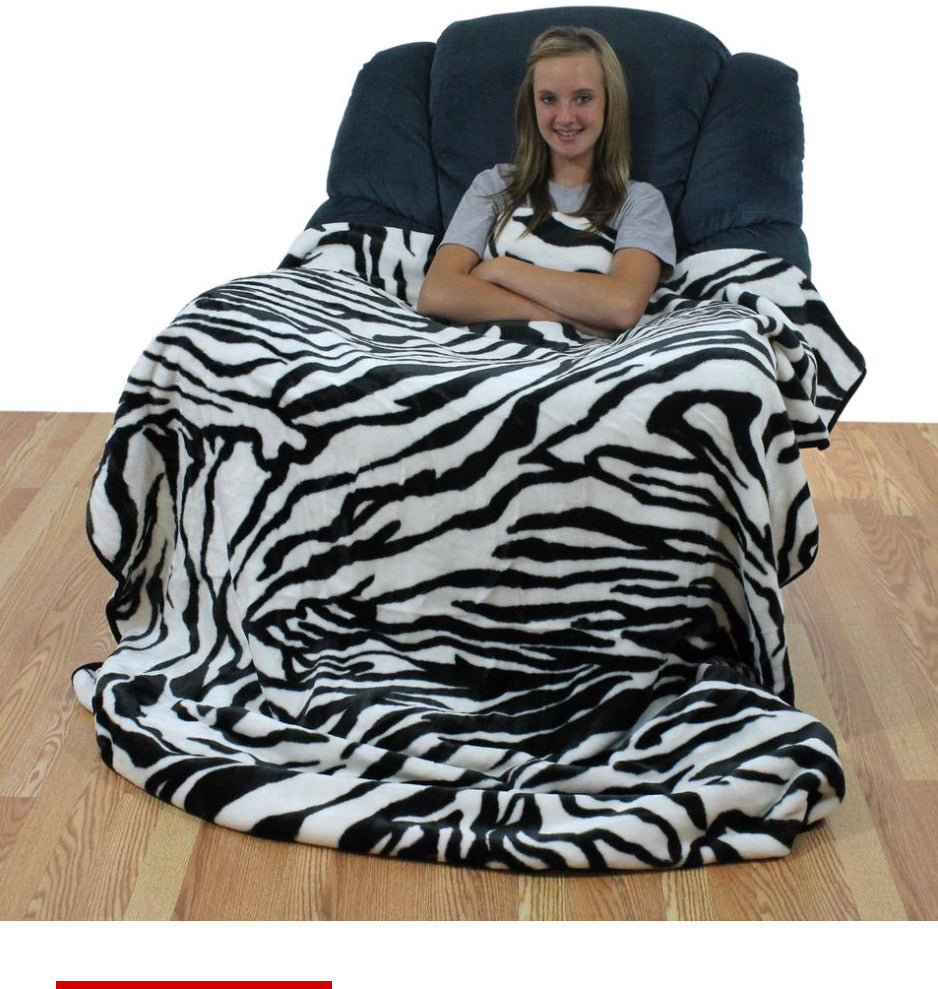 College Covers Throws Zebra Print 63" x 86" Soft Raschel Throw Blanket - AtlanticCoastSports