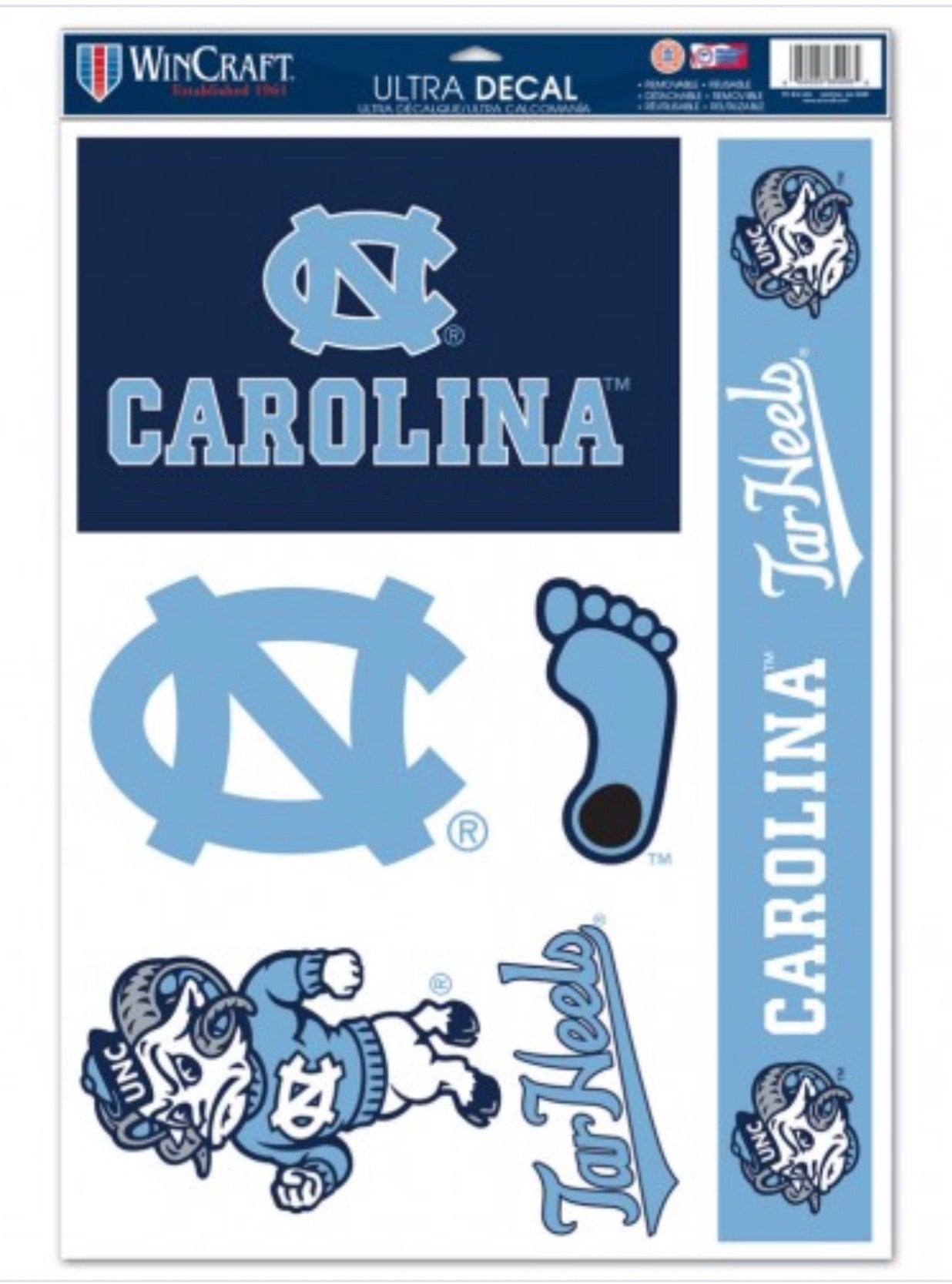 NORTH CAROLINA, UNIVERSITY OF MULTI USE DECAL 11" X 17" - AtlanticCoastSports