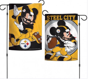 Pittsburgh Steelers Mickey Mouse 2 Sided Garden Flag 12.5" X 18" - AtlanticCoastSports
