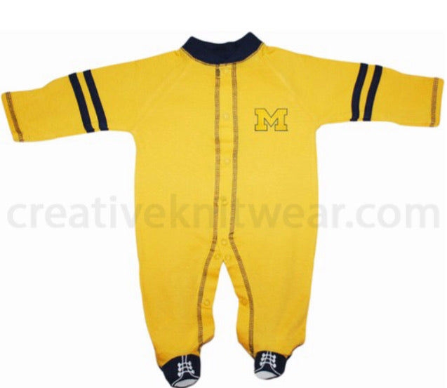 Michigan Wolverines Sports Shoe Footed Romper - AtlanticCoastSports