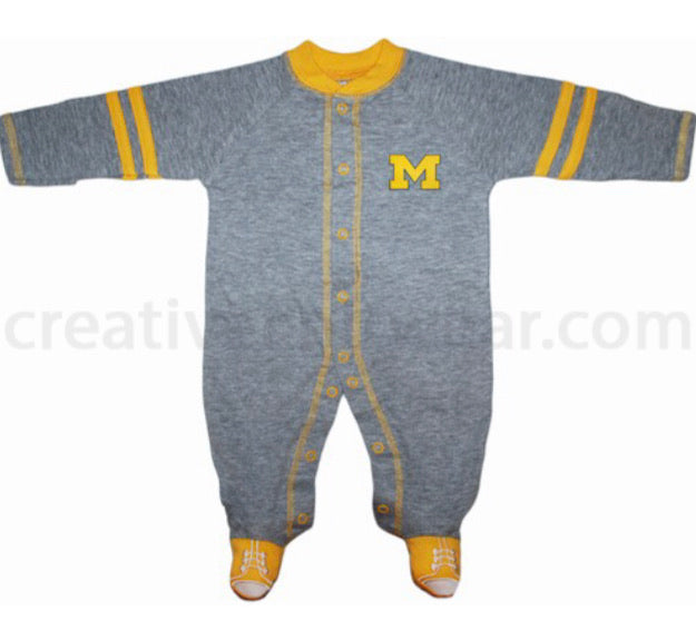 Michigan Wolverines Sports Shoe Footed Romper - AtlanticCoastSports