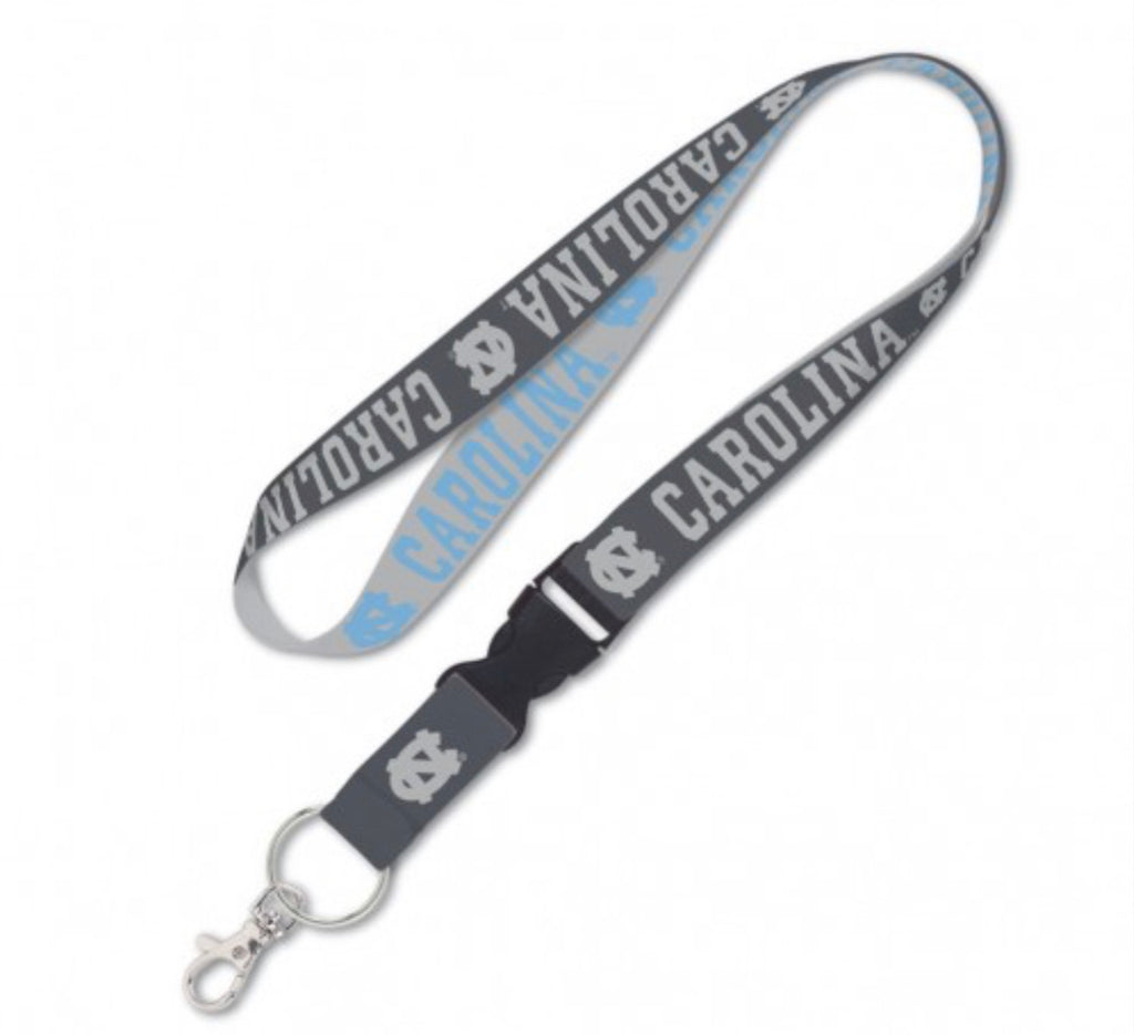 North Carolina Tar Heels Charcoal Lanyard w/Detachable Buckle 1" - AtlanticCoastSports