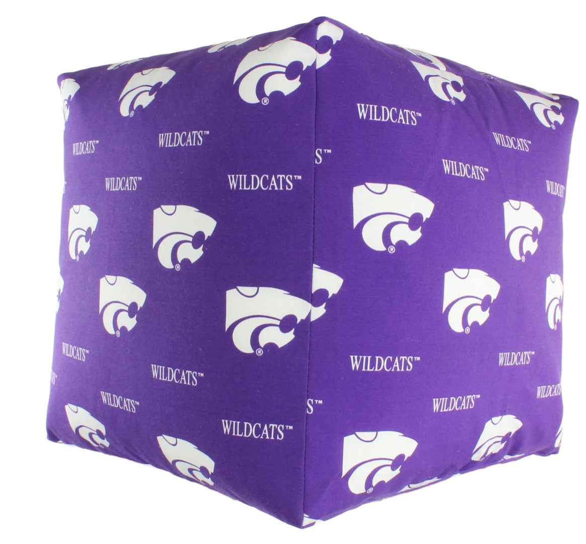 Kansas State Wildcats Cube Cushion Pouf Chair Bean Bag Ottoman - AtlanticCoastSports