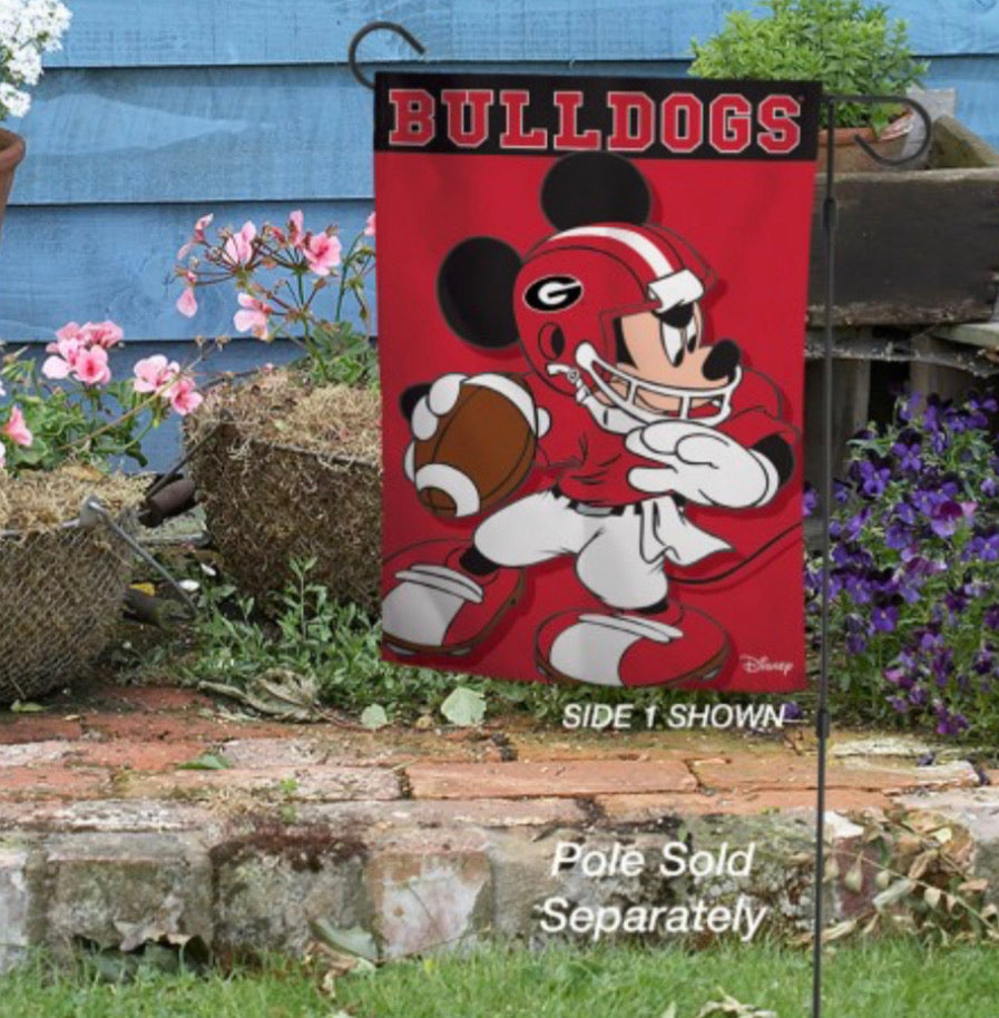 Georgia Bulldogs Mickey Mouse 2 Sided Garden Flag 12.5" X 18" - AtlanticCoastSports