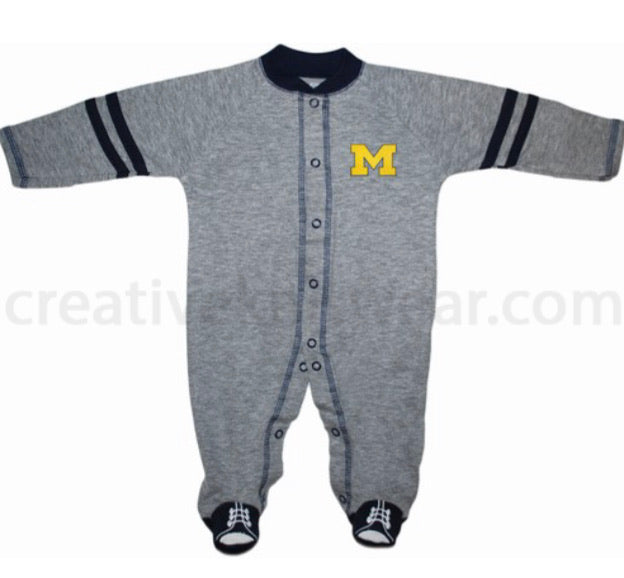 Michigan Wolverines Sports Shoe Footed Romper - AtlanticCoastSports