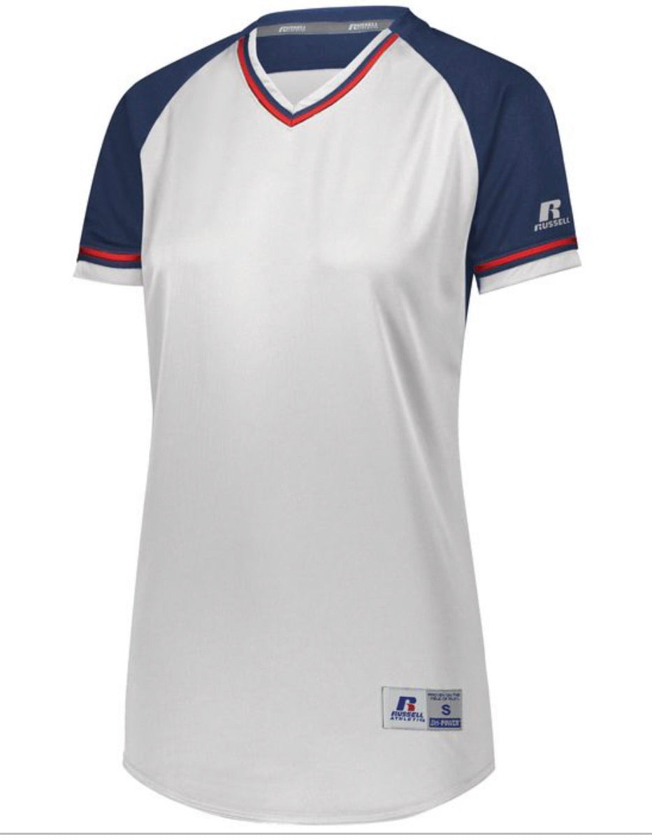 Russell Custom  Printed Ladies Classic V-Neck Softball Jerseys - AtlanticCoastSports