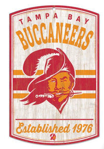 Tampa Bay Buccaneers retro Wood Sign 11 x 17 - AtlanticCoastSports