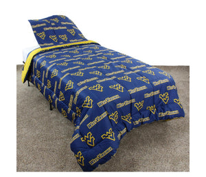 NCAA West Virginia Mountaineers Reversible Comforter Set King Size Free Shipping - AtlanticCoastSports