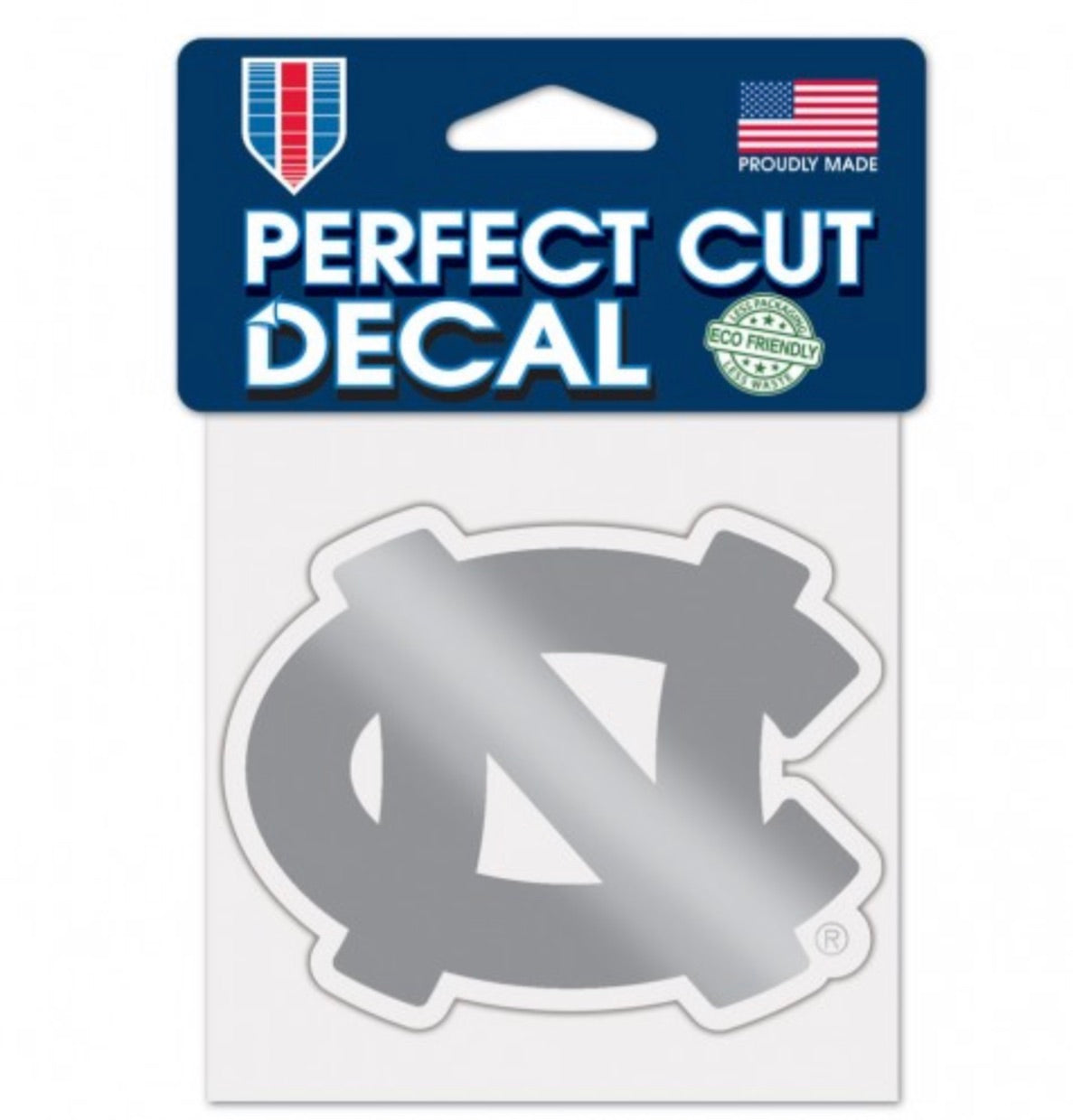 NORTH CAROLINA, UNIVERSITY OF SILVER DECAL METALLIC 4" X 4" - AtlanticCoastSports