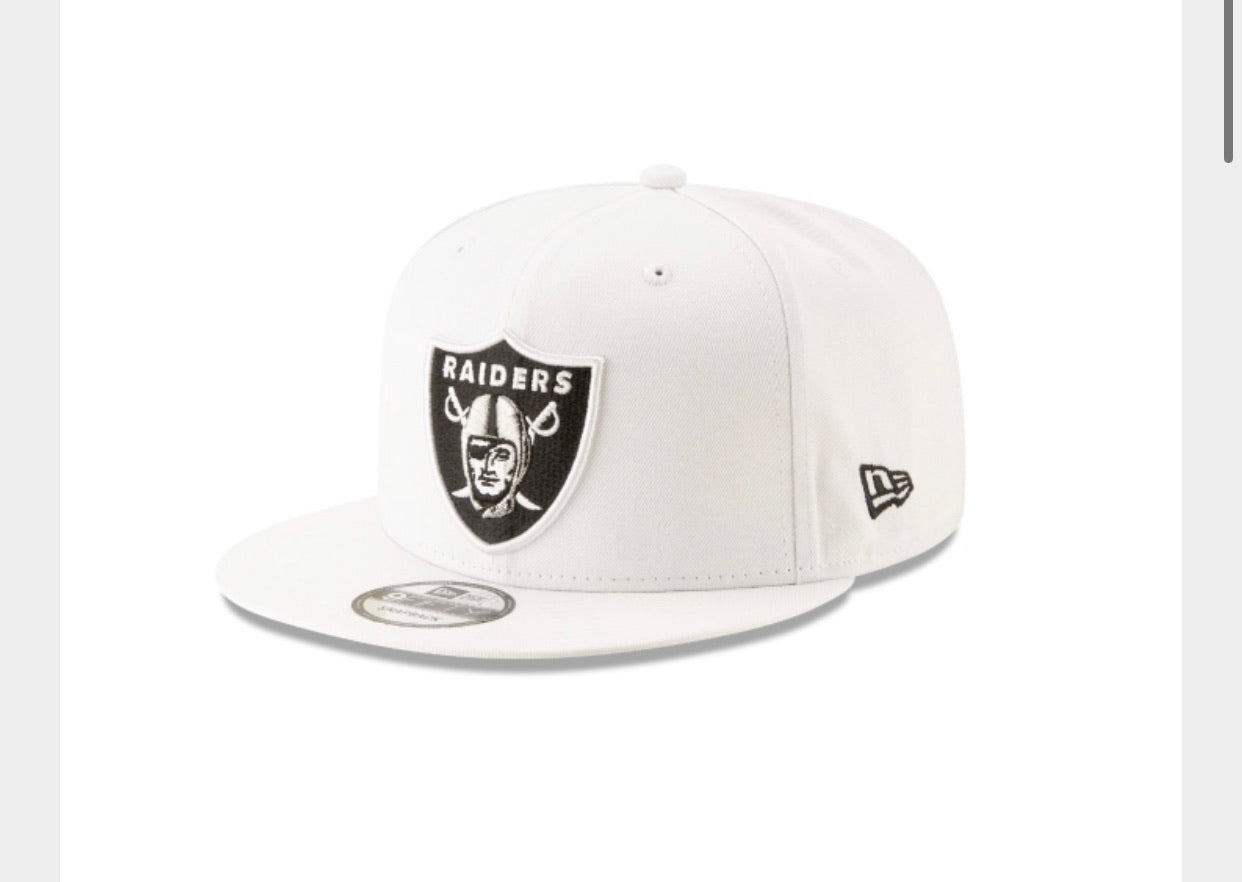 Las Vegas Raiders New Era 950 Snap Back Basic White Hat - AtlanticCoastSports