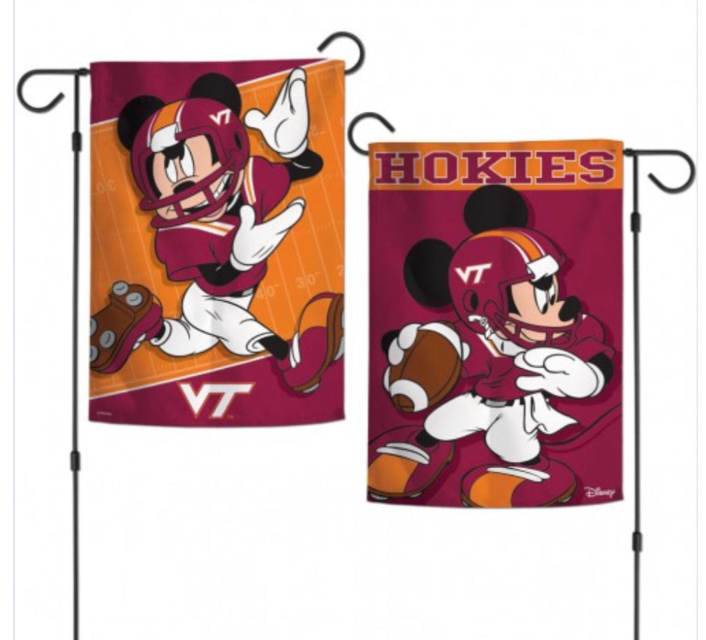 Virginia Tech Mickey Mouse 2 Sided Garden Flag 12.5" X 18" - AtlanticCoastSports