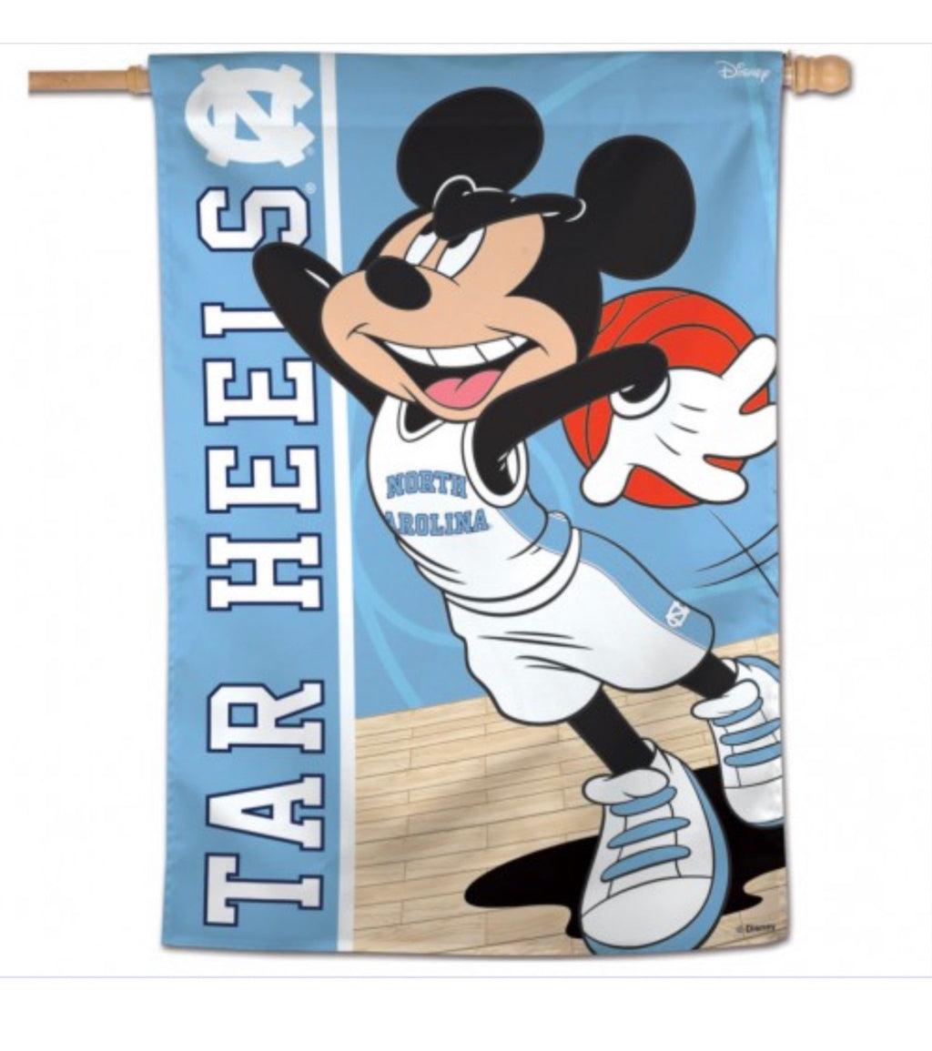 NORTH CAROLINA, UNIVERSITY OF / DISNEY MICKEY MOUSE BASKETBALL VERTICAL FLAG 28" X 40" - AtlanticCoastSports