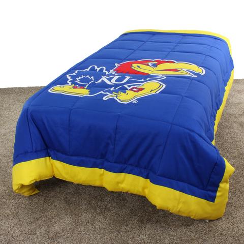 Kansas Jayhawks 2 Sided big Logo Light Comforter - AtlanticCoastSports