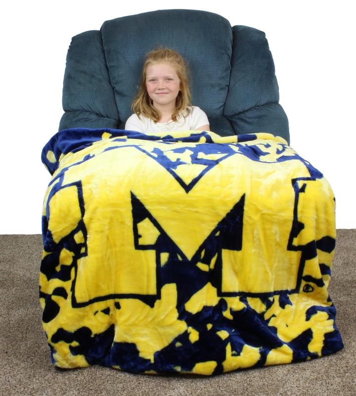 NCAA Michigan Wolverines Huge Raschel Throw Blanket - AtlanticCoastSports