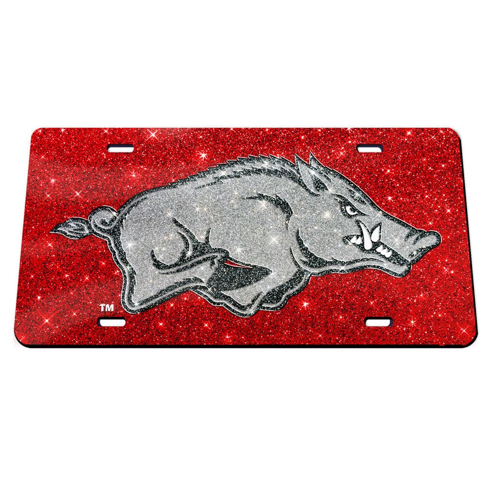 Arkansas Razorbacks Glitter Specialty Acrylic Classic License Plates - AtlanticCoastSports