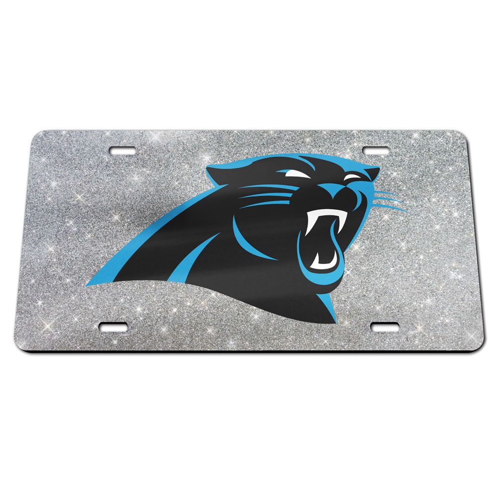 Carolina Panthers Glitter Background Acrylic Classic License Plate - AtlanticCoastSports